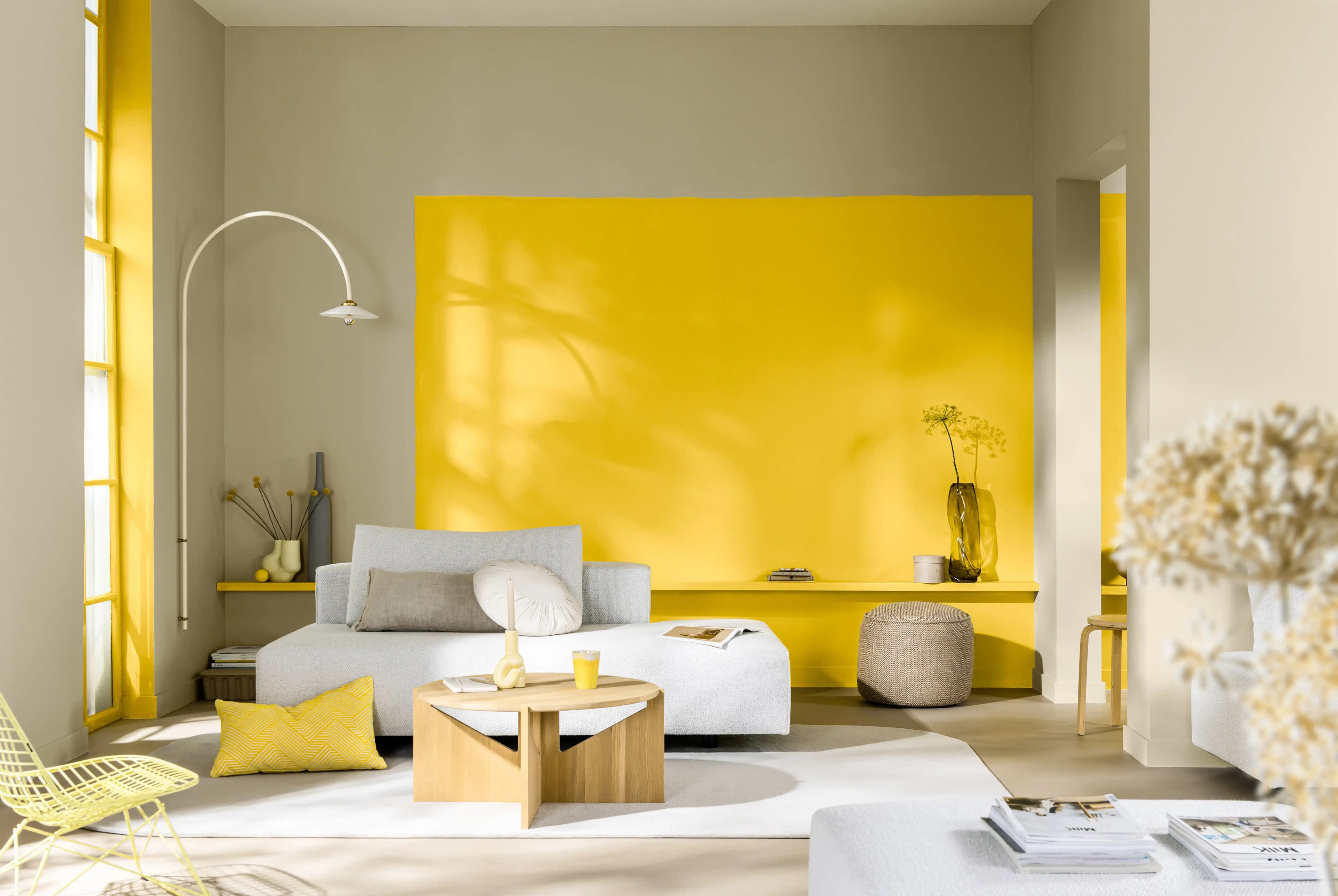 Modern interior with yellow wall